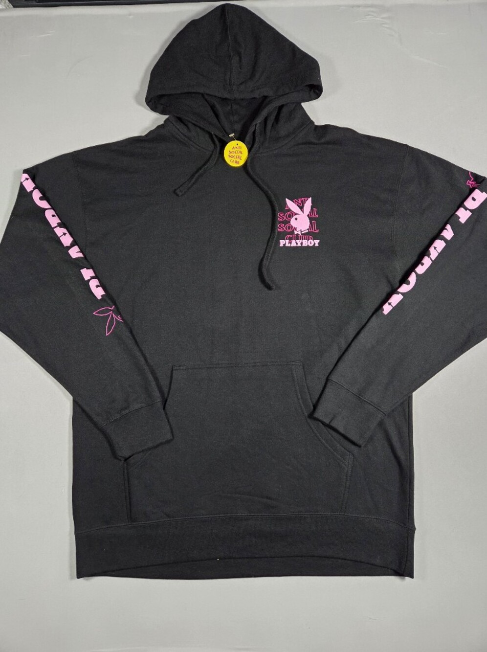 Anti Social Social Club/Playboy Colab Black And Pink Hoodie XL
